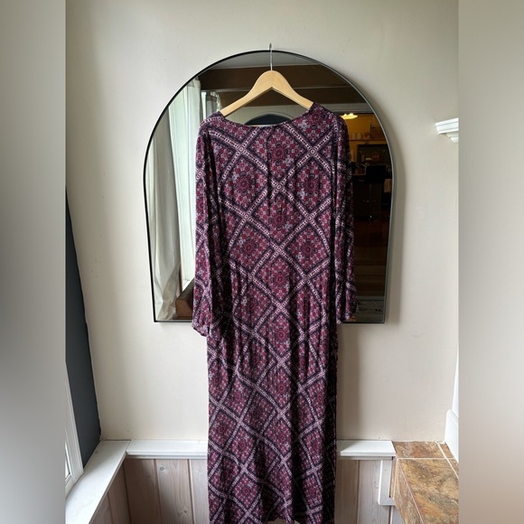 LULUS | Boho Burgundy Print dress | size Large - Picture 7 of 14